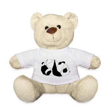 Sleepy Panda | Low Poly Unisex T-Shirt - Teddy Bear - white - Front