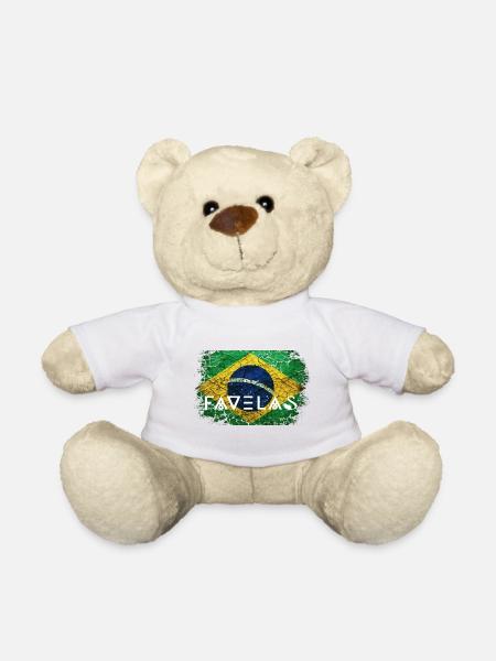 Favelas Flagge: Brüche in Grün-Gelb - Teddy - Weiß