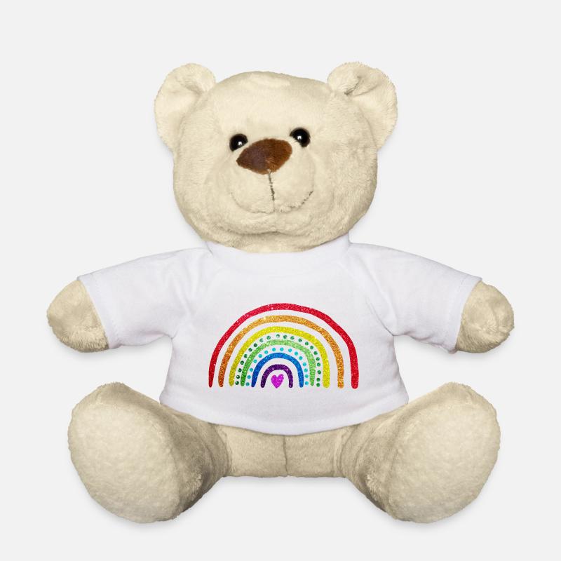 Arc en ciel paillettes - Nounours - blanc