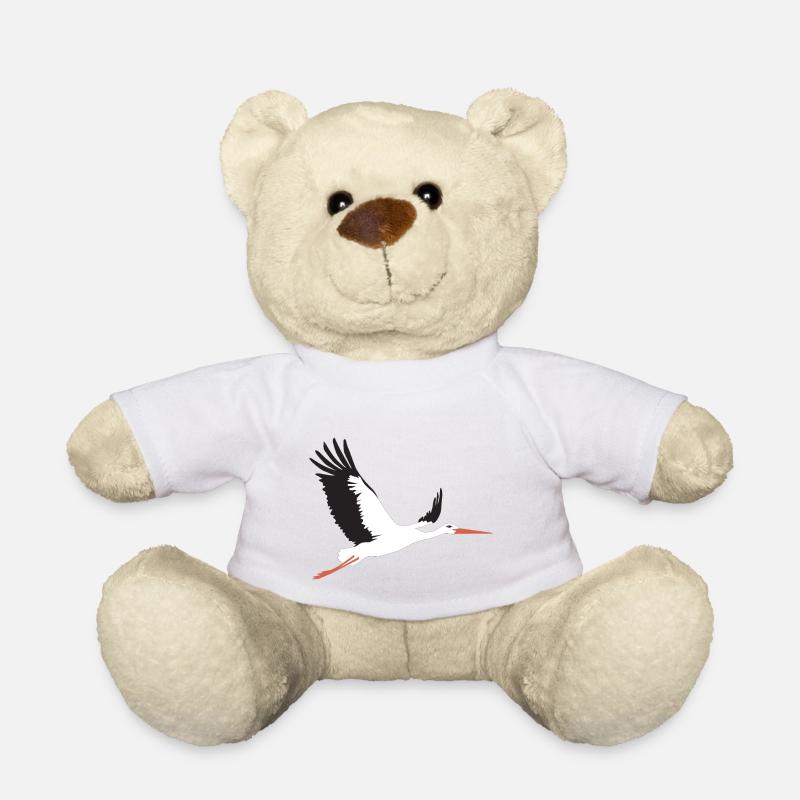 Stork flies - Teddy Bear - white