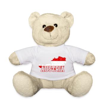 Österreichische Flaggenkarten-Wortmarke - Teddy - Weiß - Vorne