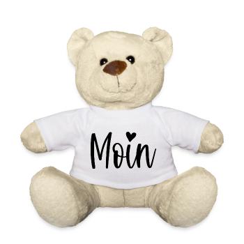 Moin with a heart North German Nordic - Teddy Bear - white - Front