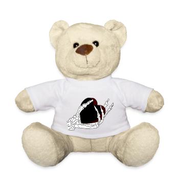 Kochenhand hält ein schwarzes Herz umschlossen - Teddy - Weiß - Vorne