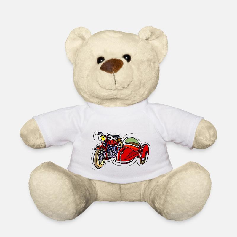 Motorrad mit Beiwagen 3 - Teddy - Weiß