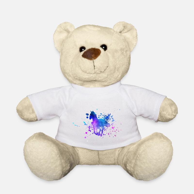 Aquarelle de silhouette de cheval - Nounours - blanc