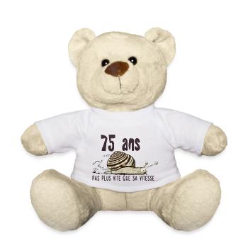 75 ans escargot anniversaire pas plus vite vitesse - Nounours - blanc - Devant
