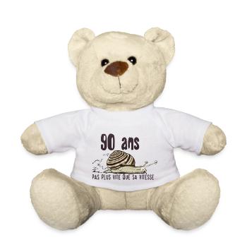 90 ans escargot anniversaire pas plus vite vitesse - Nounours - blanc - Devant