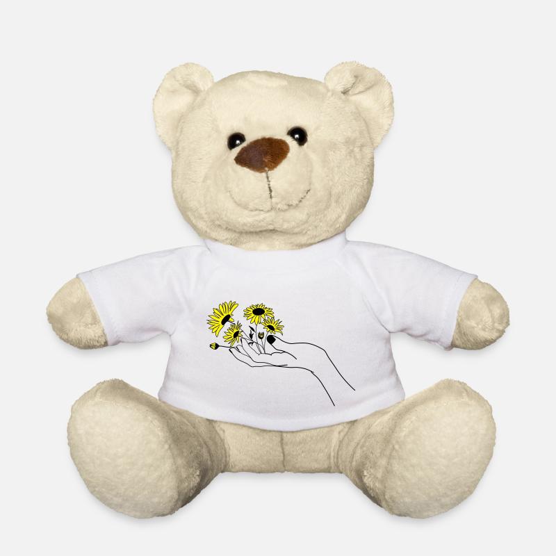 Hand mit Blumen - Teddy - Weiß