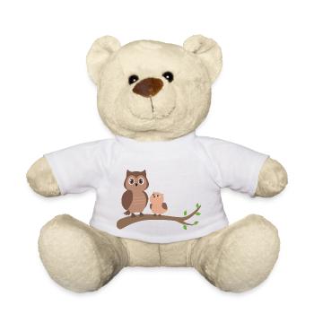 Eule Mutter mit Kind - Teddy - Weiß - Vorne