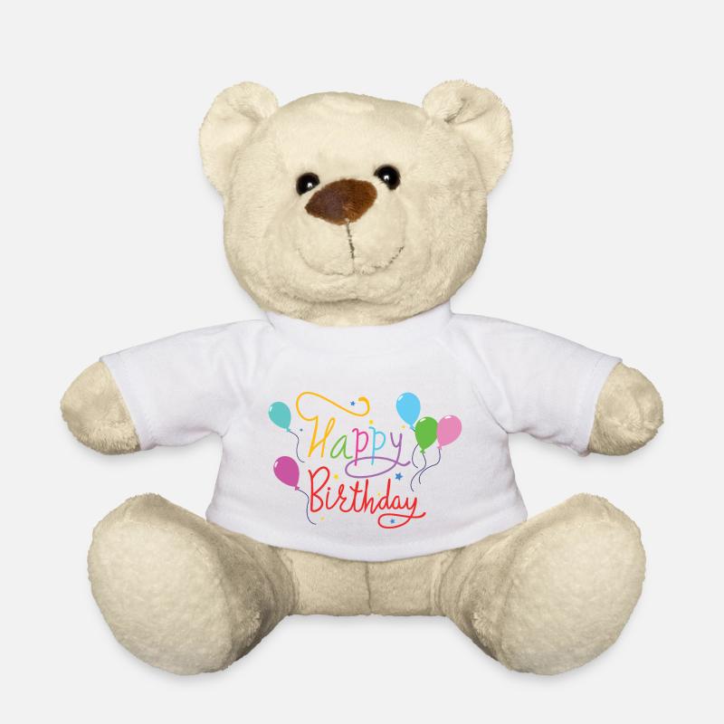 happy birthday - Teddy - Weiß
