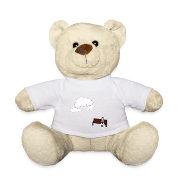 Musing auf einer Bank - Teddy - Weiß - Vorne