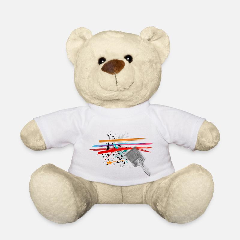 Farbe Pinsel Malen Maler Kleckse - Teddy - Weiß