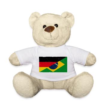 Deutschland und Brasilien Vintage Flagge - Teddy - Weiß - Vorne