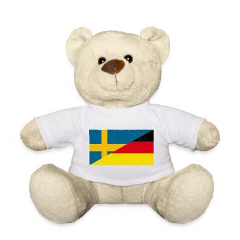 Deutschland und Schweden Vintage Flagge - Teddy - Weiß - Vorne