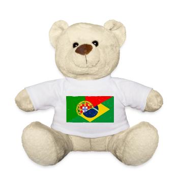 Brasilien und Portugal Vintage Flagge - Teddy - Weiß - Vorne