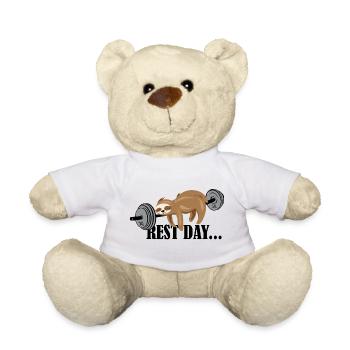 Sloth Funny Sayings Fitness Sport Gym Logo - Teddy Bear - white - Front