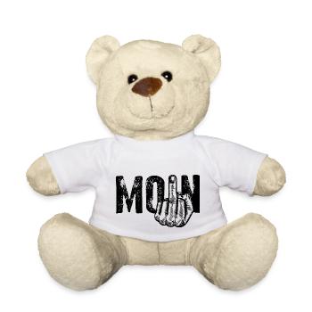 MOIN Mittelfinger Hoch Gruß Humor - Teddy - Weiß - Vorne