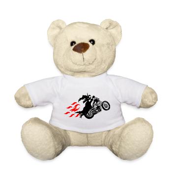 Sorcière sur Hélicopter, Motard, Flammes - Nounours - blanc - Devant