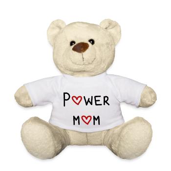 power mom Mama Mutter Kinder Eltern Schrift - Teddy - Weiß - Vorne