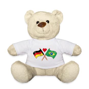 J’aime le Brésil Allemagne Drapeaux Coeur Drapeau - Nounours - blanc - Devant