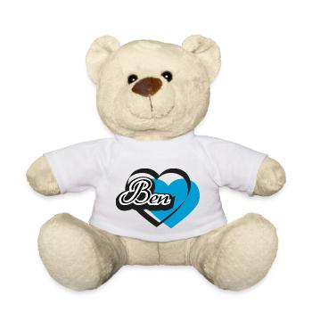 Name Ben Herz - Teddy - Weiß - Vorne