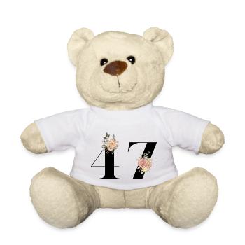 47th Anniversary Flowers (Gift of 47 years) - Teddy Bear - white - Front