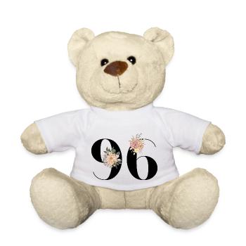 Blumen zum 96-jährigen Jubiläum (Geschenk von 96 Jahren) - Teddy - Weiß - Vorne