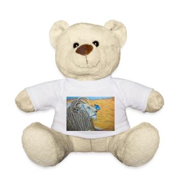Lion rasta et papillon bleu - Nounours - blanc - Devant