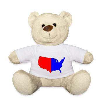 USA Rot Blaue Karte Silhouette - Teddy - Weiß - Vorne