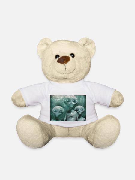 Aliens in the Mist - Teddy Bear - white