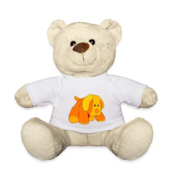 Small orange plush dog. - Teddy Bear - white - Front