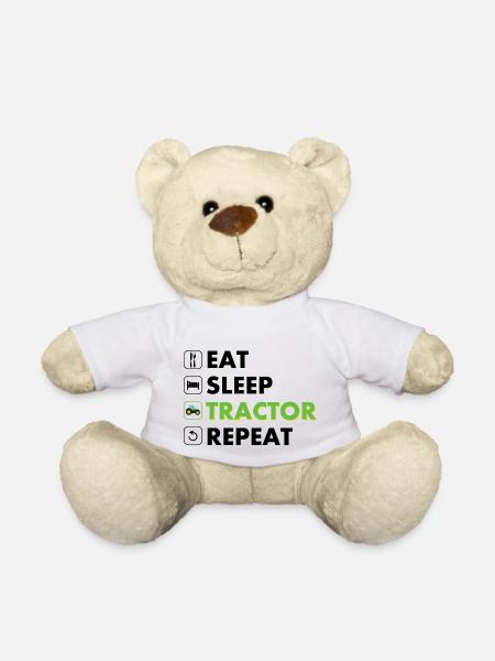 Tractor eat sleep repeat black - Teddy Bear - white