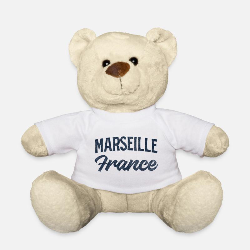 Marseille, France Rétro Script - Nounours - blanc