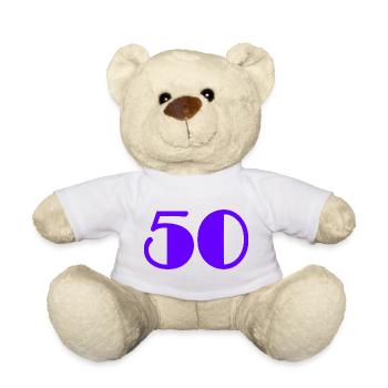 50. 50 JAHRE. 50-jähriges Jubiläum. GEBURTSTAG 50 JAHRE. - Teddy - Weiß - Vorne