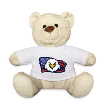 Amerikanischer Adler mit Flagge - Teddy - Weiß - Vorne