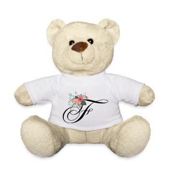 Lettre f fleuris - Nounours - blanc - Devant