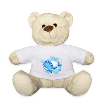 Cute whale splashing in the ocean - Teddy Bear - white - Front