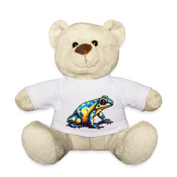Colorful Pixel 8 Bit Poison Dart Frog - Teddy Bear - white - Front