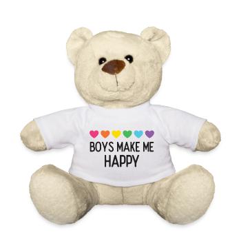 Pride Month LGBTQ - Boys Make Me Happy - Teddy Bear - white - Front