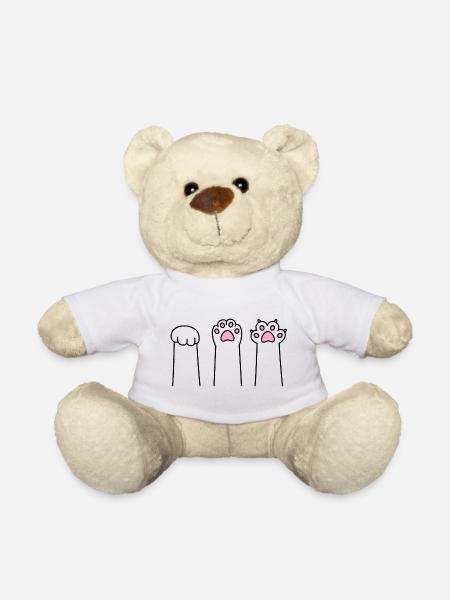 Stein Papier Schere Katze Pfote Spiel Katzenpfoten - Teddy - Weiß