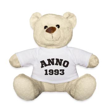 Anno 1993 Birthday Year of birth - Teddy Bear - white - Front