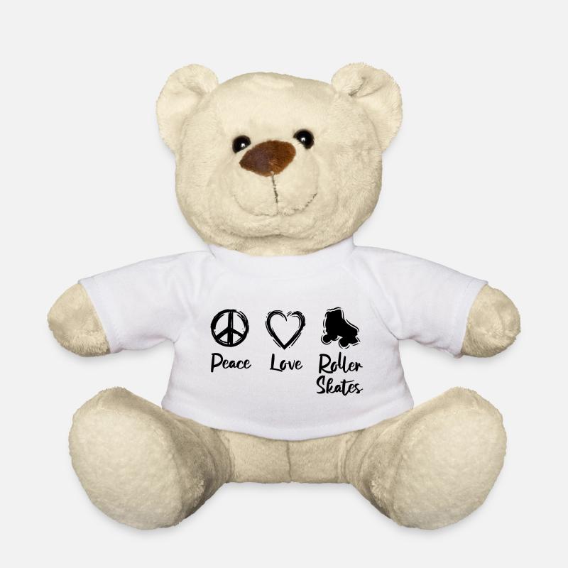 Frieden Liebe Rollschuhlaufen - Teddy - Weiß
