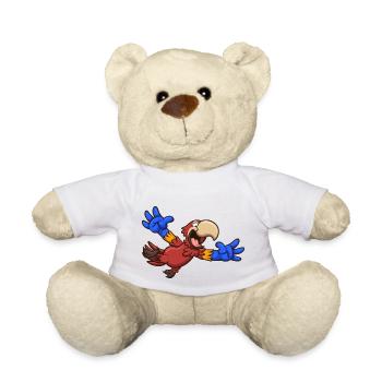 Cartoon Red Macaw - Teddy Bear - white - Front