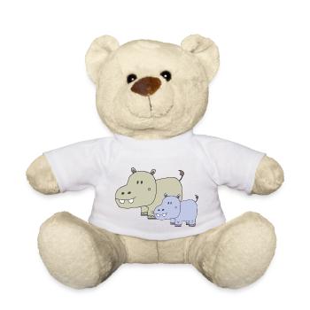 Hippopotamus father and son - Teddy Bear - white - Front