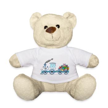 Children's train railway with trailer white - Teddy Bear - white - Front