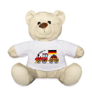 Deutschland Flagge Fußball Eisenbahn - Teddy - Weiß - Vorne