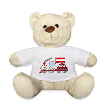 Österreich Flagge Fußball Eisenbahn - Teddy - Weiß - Vorne