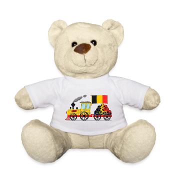 Belgien Flagge Fußball Eisenbahn - Teddy - Weiß - Vorne