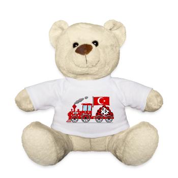 Türkei Flagge Fußball Eisenbahn - Teddy - Weiß - Vorne