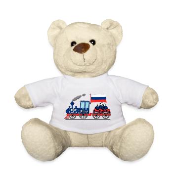 Russland Flagge Fußball Eisenbahn - Teddy - Weiß - Vorne